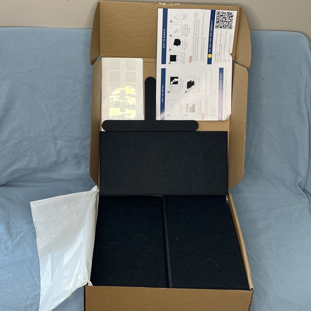 VIVELDA Felt Board Wall Panels Set Acoustic Pin Board Tiles Black Open Box